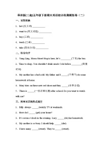 【期末复习】小学英语五年级下册 期末模拟卷（二） 译林版（三起）（含答案）