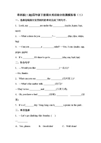 【期末复习】小学英语四年级下册 期末模拟卷（三） 译林版（三起）（含答案）