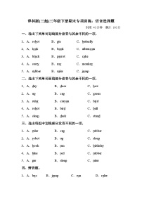 【语音选择题】小学英语三年级下册期末专项训练卷-译林版（三起）（含答案）