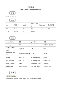 【期末复习】小学译林版（三起）六年级下册单元复习精讲精练Unit7 Summer holiday plans(讲义+练习)（含答案）