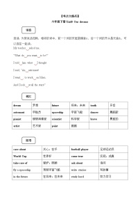 【期末复习】小学译林版（三起）六年级下册单元复习精讲精练Unit8 Our dreams(讲义+练习)（含答案）