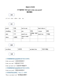 【期末复习】小学译林版（三起）三年级下册单元复习精讲精练Unit3 Is this your pencil