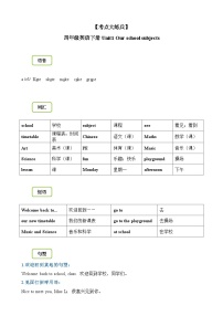 【期末复习】小学译林版（三起）四年级下册单元复习精讲精练Unit1 Our school subjects