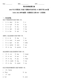 2023年小学英语三年级下册全国通用人教PEP版期末真题汇编（2021+2022）：07-语音字母100题（含答案）