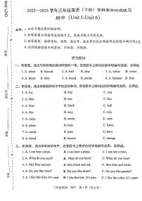 广东省深圳市龙岗区南湾实验学校小学部2022-2023学年三年级下学期期中英语试题