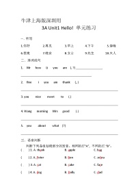 小学英语沪教牛津版(六三制一起)三年级上册unit 1 hello优秀同步测试题