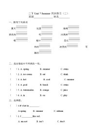 小学英语牛津译林版二年级下册Unit 7 Summer精品课后作业题