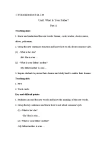 小学英语陕旅版四年级上册Unit 1 What is Your Father?教案设计