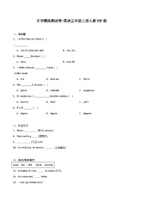 开学模拟测试卷-英语五年级上册人教PEP版