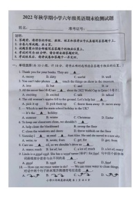 江苏省盐城市大丰区2022-2023学年六年级上学期期末英语试题