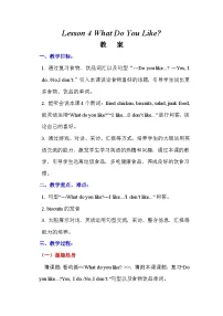 川教版四年级下册Lesson 4 What do you like?教学设计