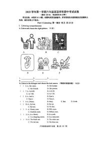 上海市普陀区2023-2024学年学年六年级上学期期中英语试题