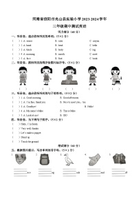 2023-2024学年河南省信阳市光山县实验小学人教PEP版三年级上册期中英语试卷