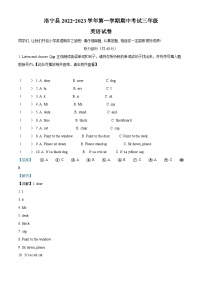 2022-2023学年河南省洛阳市洛宁县外研版（三起）三年级上学期期中英语试卷（含听力音频）（解析版）