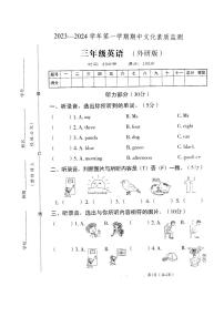 河南省平顶山市宝丰县2023-2024学年三年级上学期11月期中英语试题