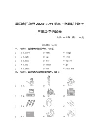 河南省周口市西华县2023-2024学年2023-2024学年三年级上学期11月期中英语试题