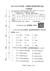 河南省周口市项城市2023-2024学年四年级上学期11月期中英语试题