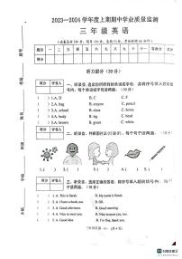 河南省信阳市息县2023-2024学年三年级上学期11月期中英语试题