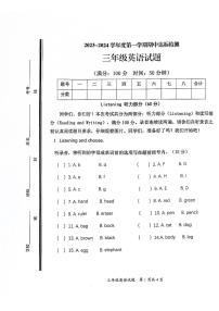 山东省枣庄市市中区2023-2024学年三年级上学期11月期中英语试题