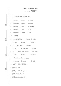 小学英语人教版 (PEP)五年级上册Unit 1 What's he like? Part A课后练习题