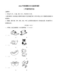 2022-2023学年河南省南阳市内乡县科普版三年级上册期末文化素质调研英语试卷