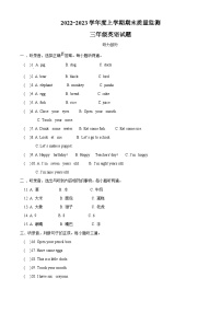 2022-2023学年湖北省荆州市石首市人教PEP版三年级上学期期末英语试卷