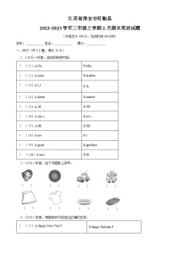 2022-2023学年江苏省淮安市盱眙县译林版（三起）三年级上学期期末英语试卷