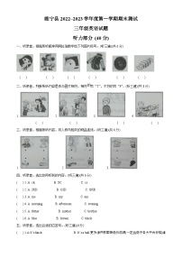 2022-2023学年江苏省徐州市睢宁县译林版（三起）三年级上册期末测试英语试卷