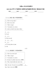 专题04补全对话或短文-2023-2024学年六年级英语上册期末备考真题分类汇编（湖北地区专版）