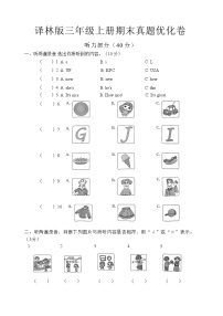 译林版（三起）英语三年级上册期末真题优化卷