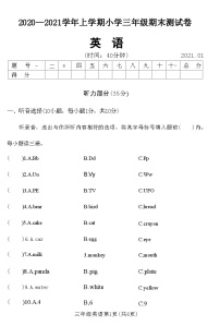 河南省新乡市牧野区2020—2021学年上学期小学三年级期末英语测试卷(附答案)