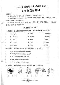 河南省南阳市西峡县2023-2024学年五年级上学期1月期末英语试题