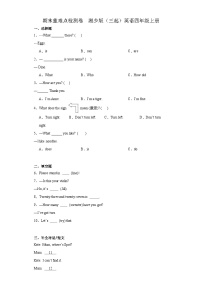 期末重难点检测（试题）-2023-2024学年湘少版（三起）英语四年级上册