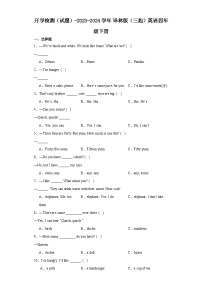 开学检测（试题）-2023-2024学年译林版（三起）英语四年级下册