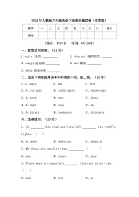 期末测试卷（试题）-2023-2024学年人教PEP版英语六年级下册