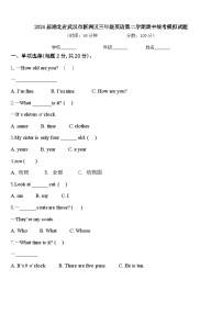 2024届湖北省武汉市新洲区三年级英语第二学期期中统考模拟试题含答案