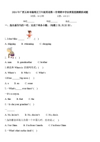 2024年广西玉林市福绵区三年级英语第二学期期中学业质量监测模拟试题含答案