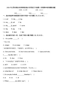 2024年江苏省淮安市洪泽湖实验小学英语三年级第二学期期中统考模拟试题含答案