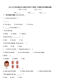 2024年江苏省南京市江北新区英语三年级第二学期期中统考模拟试题含答案