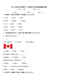 2024年武汉市东西湖区三下英语期中学业质量监测模拟试题含答案