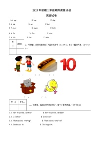 2023-2024学年河南省南阳市淅川县科普版三年级上册期末质量检测英语试卷