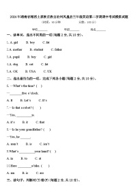 2024年湖南省湘西土家族苗族自治州凤凰县三年级英语第二学期期中考试模拟试题含答案