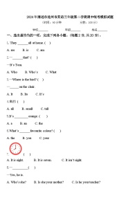 2024年清远市连州市英语三年级第二学期期中统考模拟试题含答案