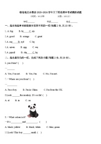 临沧地区永德县2023-2024学年三下英语期中考试模拟试题含答案