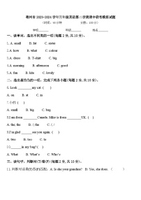 亳州市2023-2024学年三年级英语第二学期期中联考模拟试题含答案