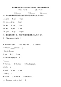 乐东黎族自治县2023-2024学年英语三下期中监测模拟试题含答案