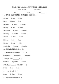 丽水市龙泉市2023-2024学年三下英语期中质量检测试题含答案