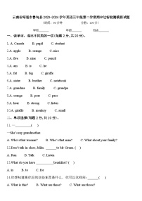 云南省昭通市鲁甸县2023-2024学年英语三年级第二学期期中达标检测模拟试题含答案