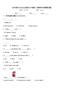 吉安市新干县2024届英语三年级第二学期期中考试模拟试题含答案