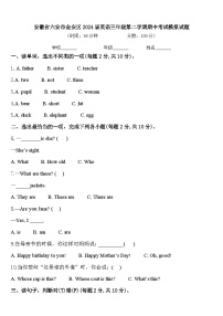 安徽省六安市金安区2024届英语三年级第二学期期中考试模拟试题含答案